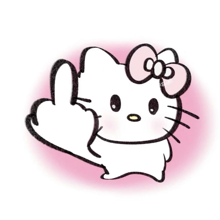 Meme Hello Kitty giơ ngón giữa siêu phản diện