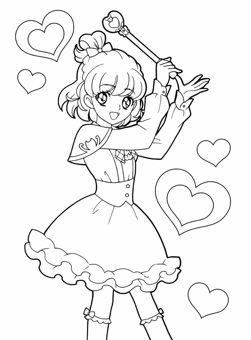 Cute tranh tô màu anime girl ngầu phong cách
