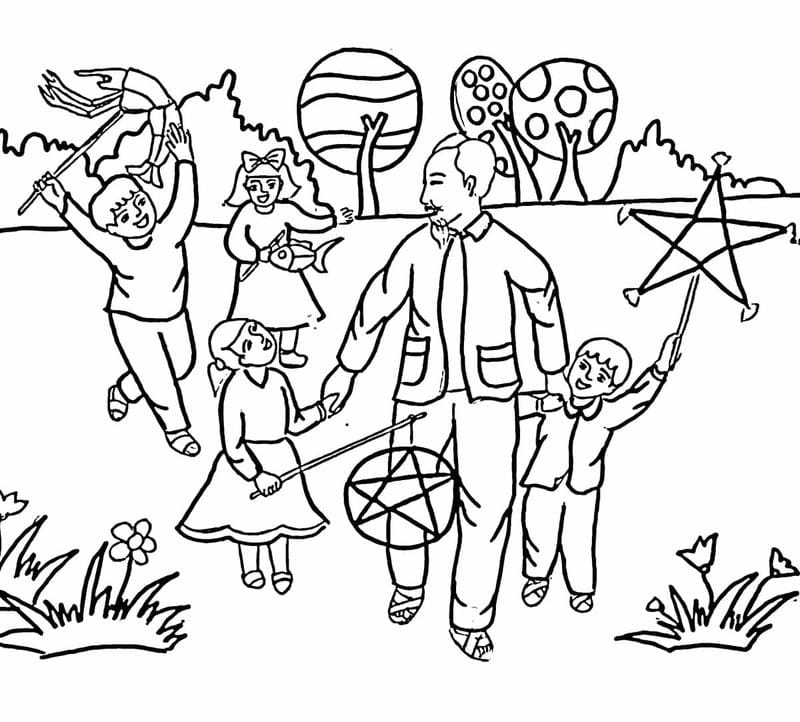 Hình ảnh tô màu bác Hồ giúp bé nhớ công ơn Người