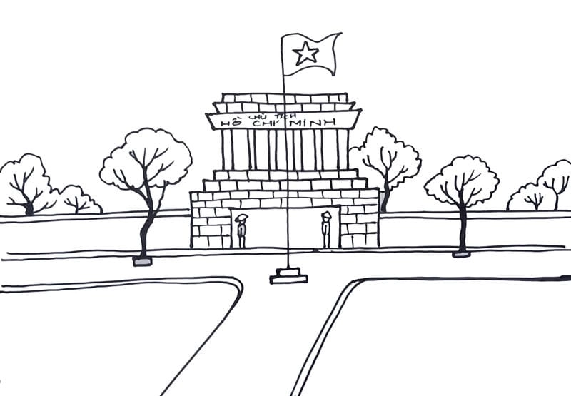 Lăng bác Hồ tô màu đơn giản cho bé yêu thích tô màu