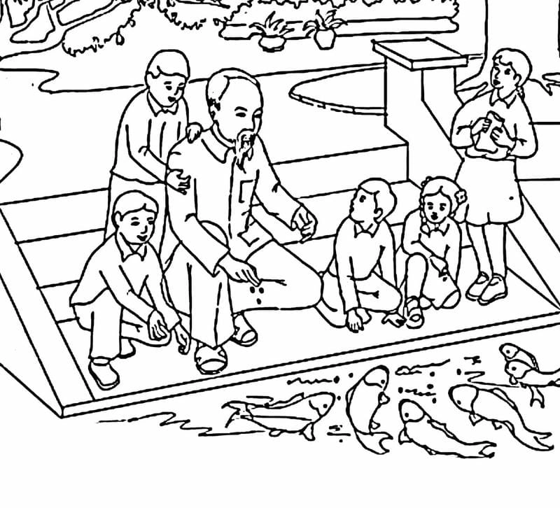 Tranh tô màu về bác Hồ thể hiện sự kính trọng sâu sắc