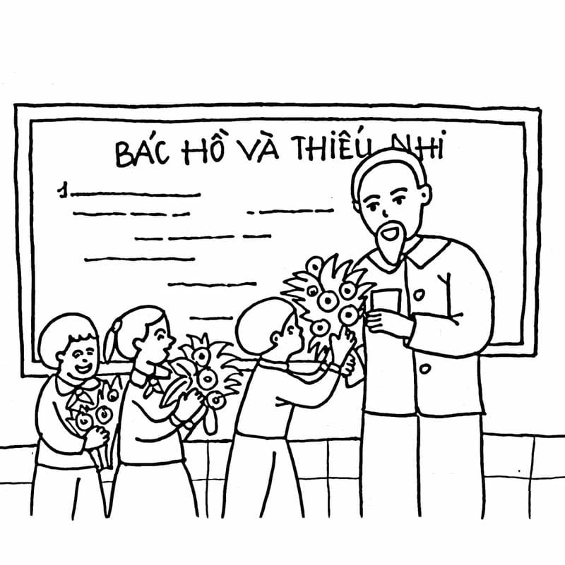 Tô màu hình bác Hồ đơn giản dễ tô cho các bé nhỏ
