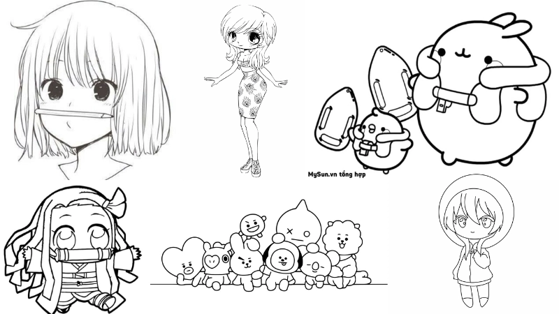 Hình tranh tô màu chibi ngộ nghĩnh đầy cảm hứng vui nhộn