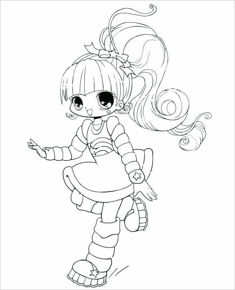 Hình tô màu anime nữ chibi nữ tính và sinh động