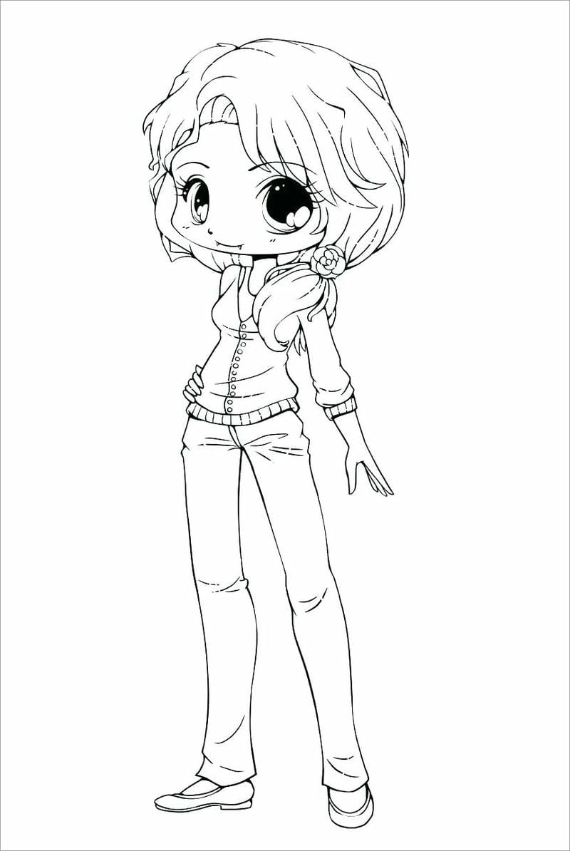 Tranh tô màu anime chibi cute phong cách Nhật Bản