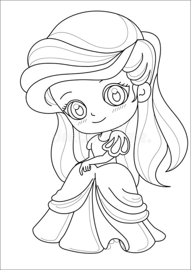Tranh tô màu búp bê chibi cute dành cho các bé gái