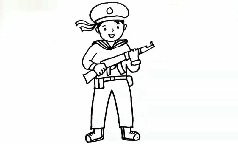 Mầm non tranh tô màu chú bộ đội dễ thương