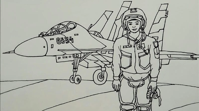 Ngày 22 12 tranh tô màu chú bộ đội hành quân