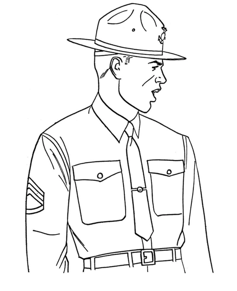 Đội nhân dân tranh tô màu chú bộ đội đơn giản