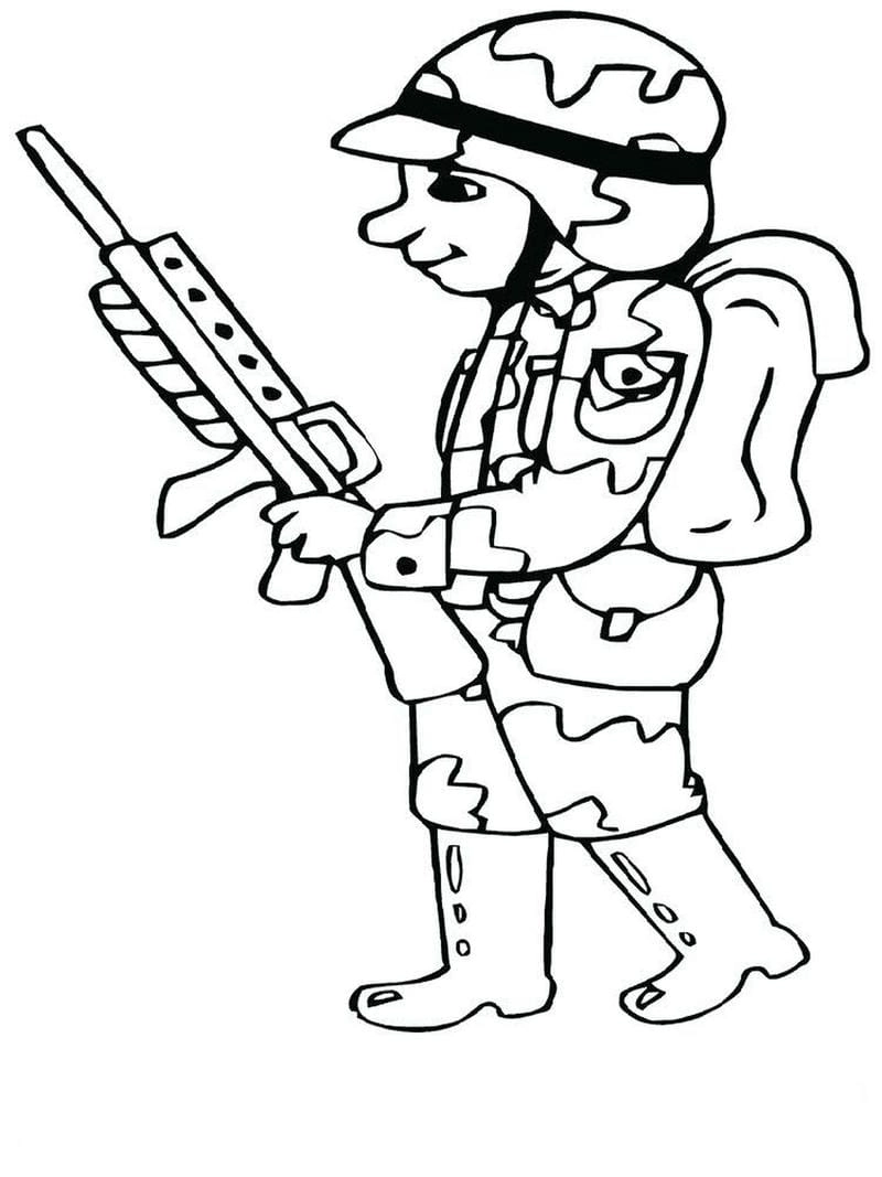 Tranh tô màu chú bộ đội biên phòng gan dạ
