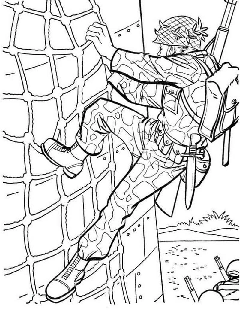 Tranh chú bộ đội bảo vệ đất nước cho bé tập tô