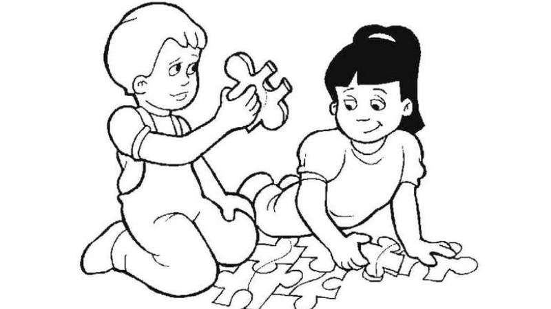 Tranh chưa tô màu chủ đề bản thân phát triển trí tuệ