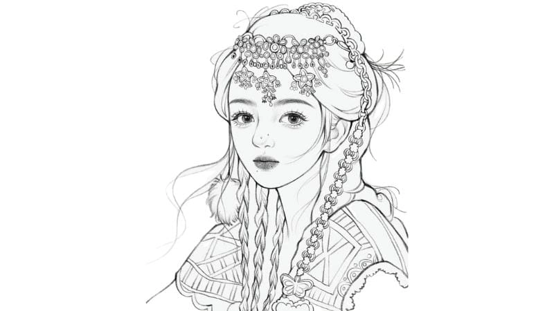 Tô màu cô gái tóc dài dịu dàng nữ tính dễ tô