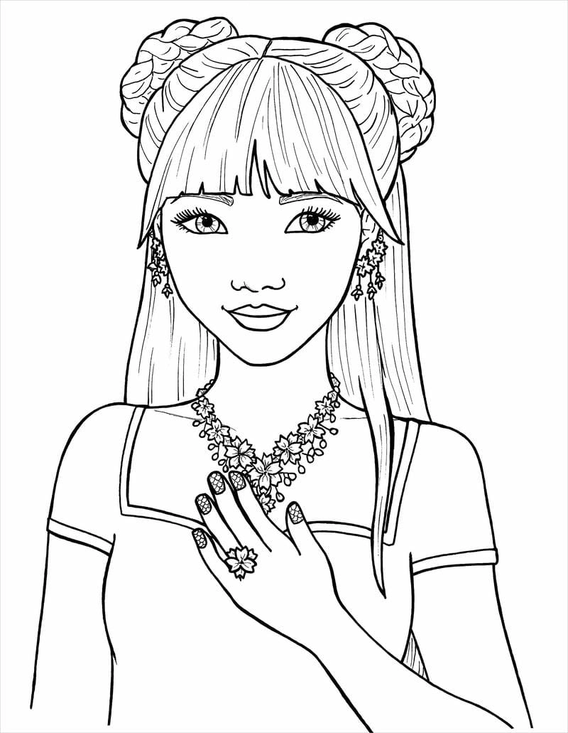 Tranh tô màu cô gái anime cute đáng yêu cho bé