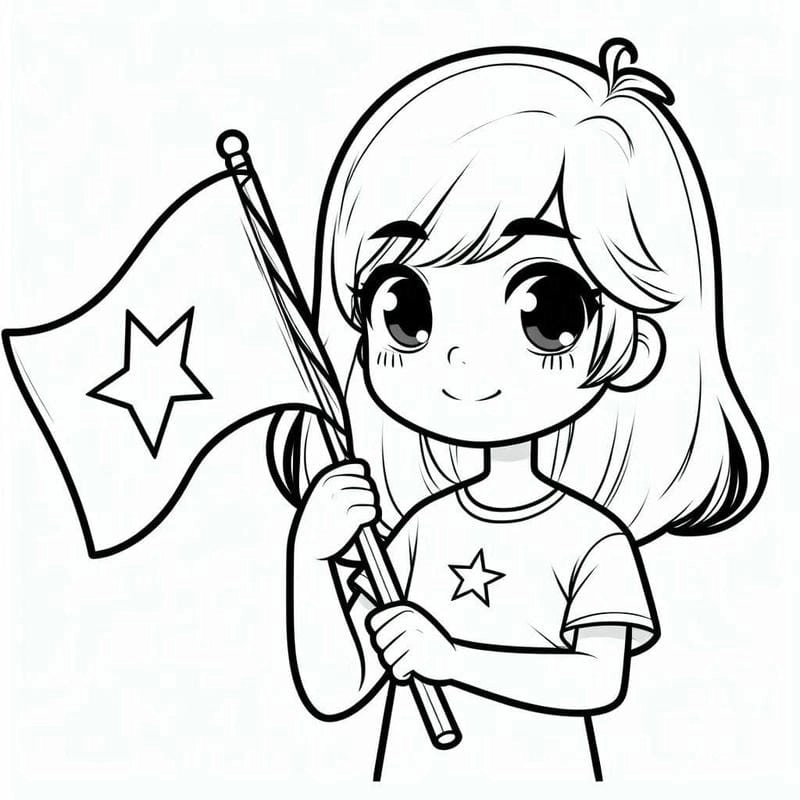Bé tập tô tranh cô gái cute dễ thương và ngây thơ