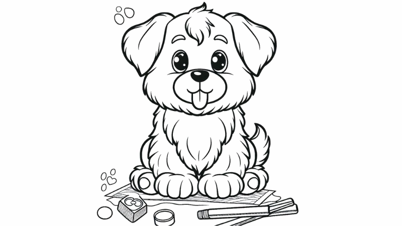 Tô màu con chó cute cho bé thích thú