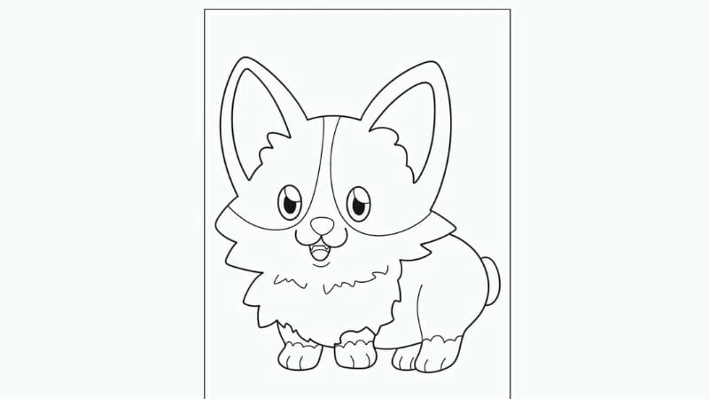 Hình tô màu con chó con cute cho bé gái