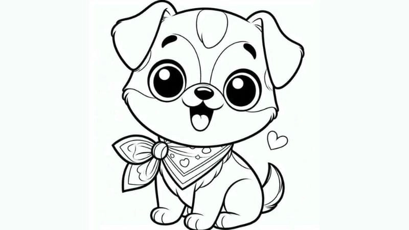 Tranh tô màu chú chó con ngộ nghĩnh cho bé
