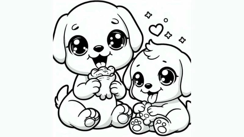 Tranh chú chó dễ vẽ cho bé rèn nét tô