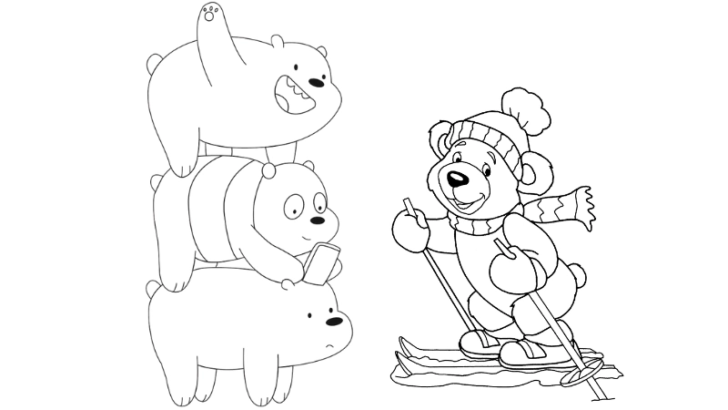 Con gấu tô màu đáng yêu để bé tập tô vẽ