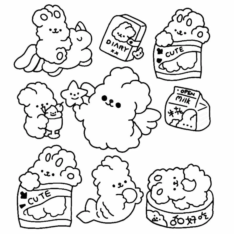 Molang tranh tô màu cute ngộ nghĩnh dễ thương