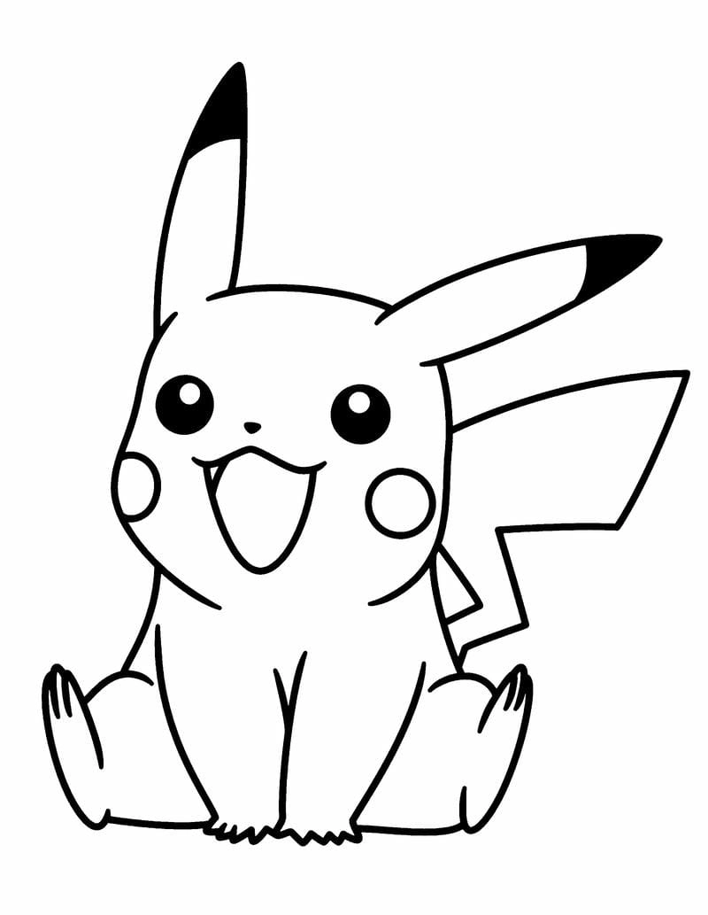 Tranh tô màu Pikachu cute nổi bật dễ nhận biết