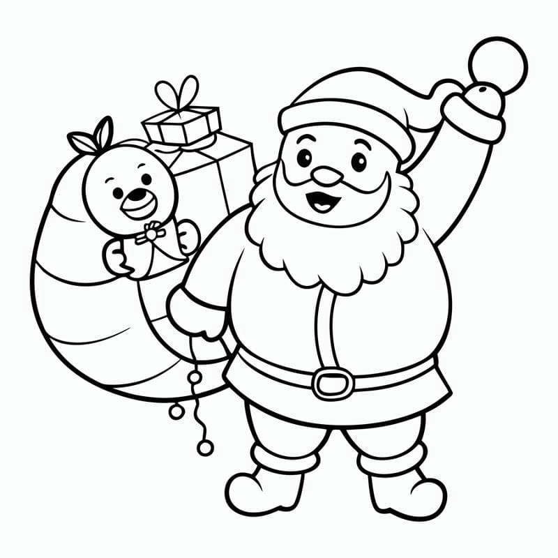 Bé tập tô màu ông già Noel siêu dễ thương