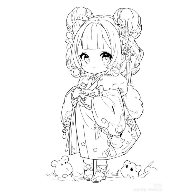 Tranh tô màu anime đơn giản đẹp và dễ vẽ