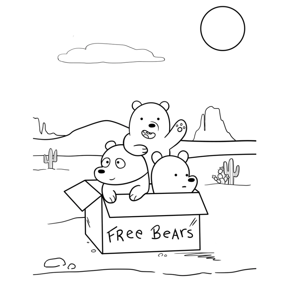 Tranh tô màu chúng tôi đơn giản là gấu cute