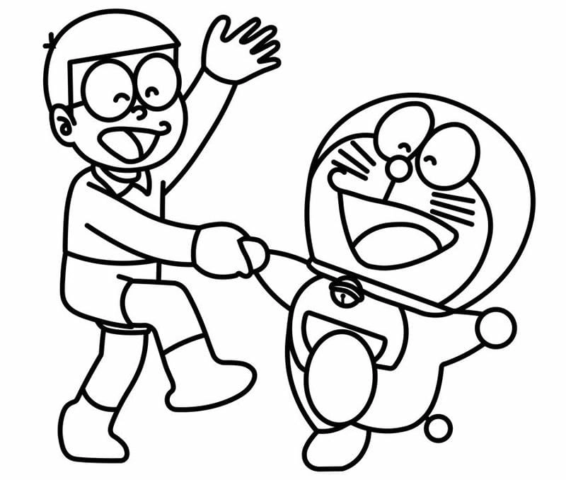 Tranh tô màu Doremon và Nobita cực vui nhộn