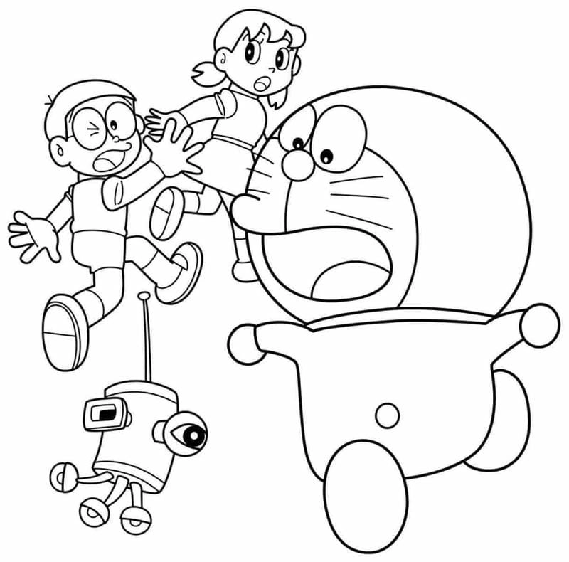 Tô màu tranh Doraemon luyện sự khéo léo cho bé