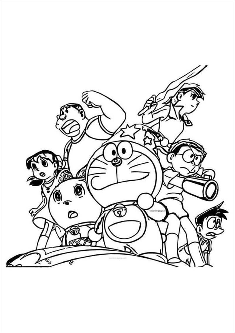 Doraemon và các bạn tranh tô màu đầy cảm xúc