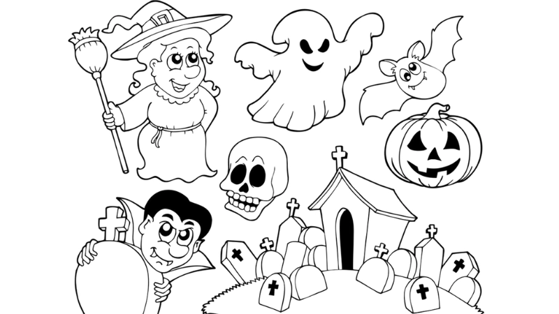 Tô màu quả bí ngô Halloween cute ngộ nghĩnh cho bé