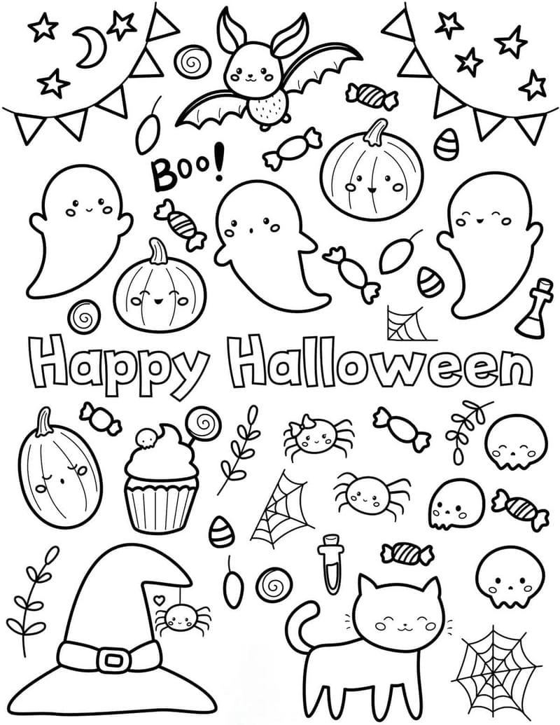 Tranh tô màu phù thủy Halloween huyền bí đầy màu sắc