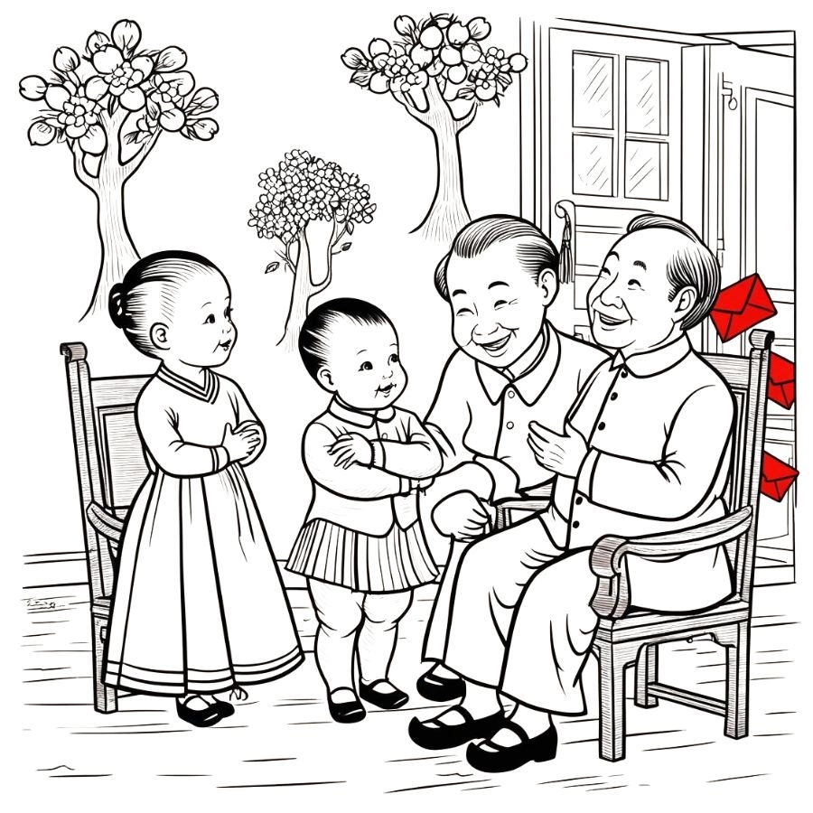 Bức tranh ngày Tết quê em đầy màu sắc sắc xuân về
