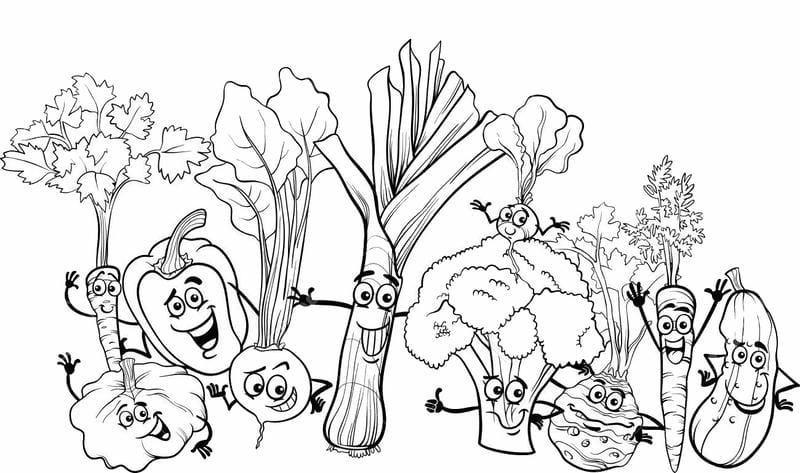 Tranh tô màu rau củ đơn giản dễ tô dành cho bé