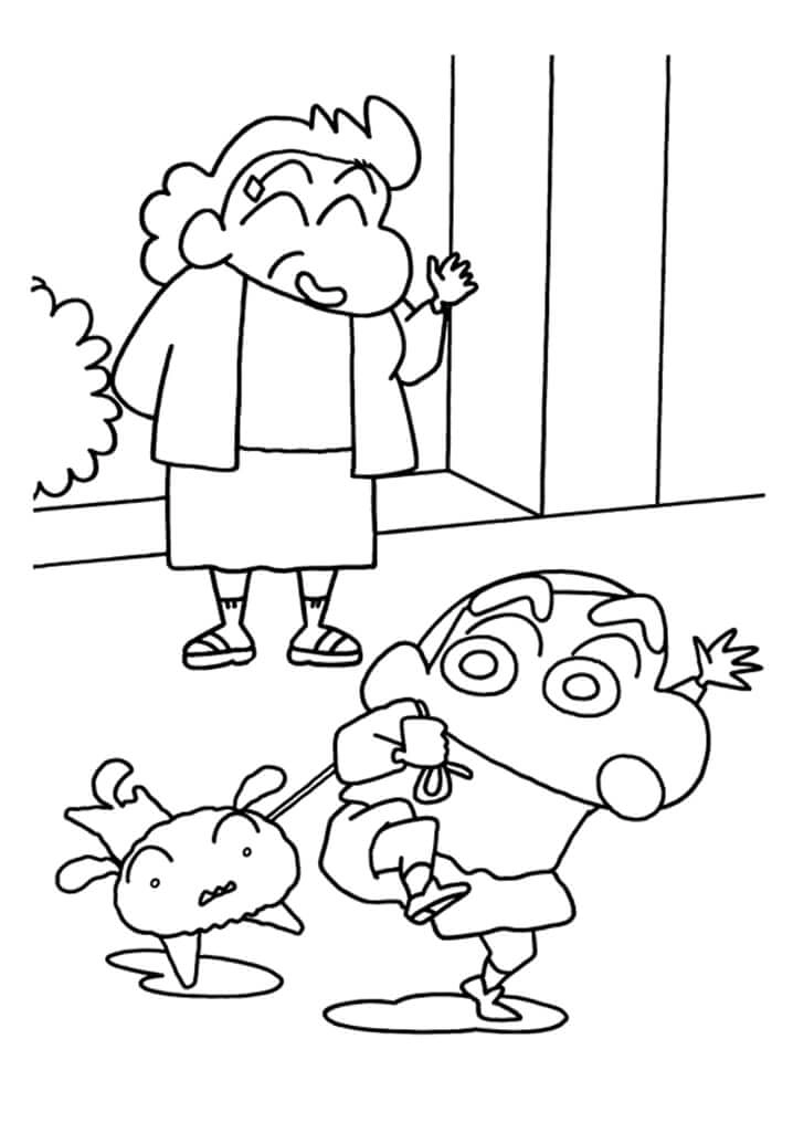 Tranh tô màu Shin cậu bé bút chì cute đơn giản