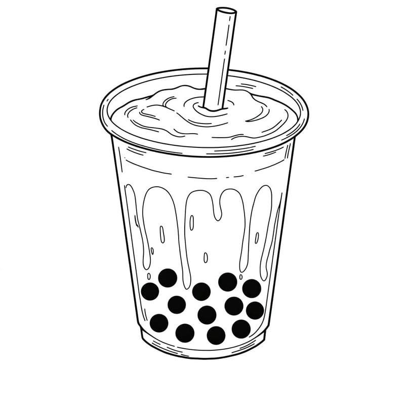 Sticker cute milk tea tranh tô màu trà sữa dễ thương