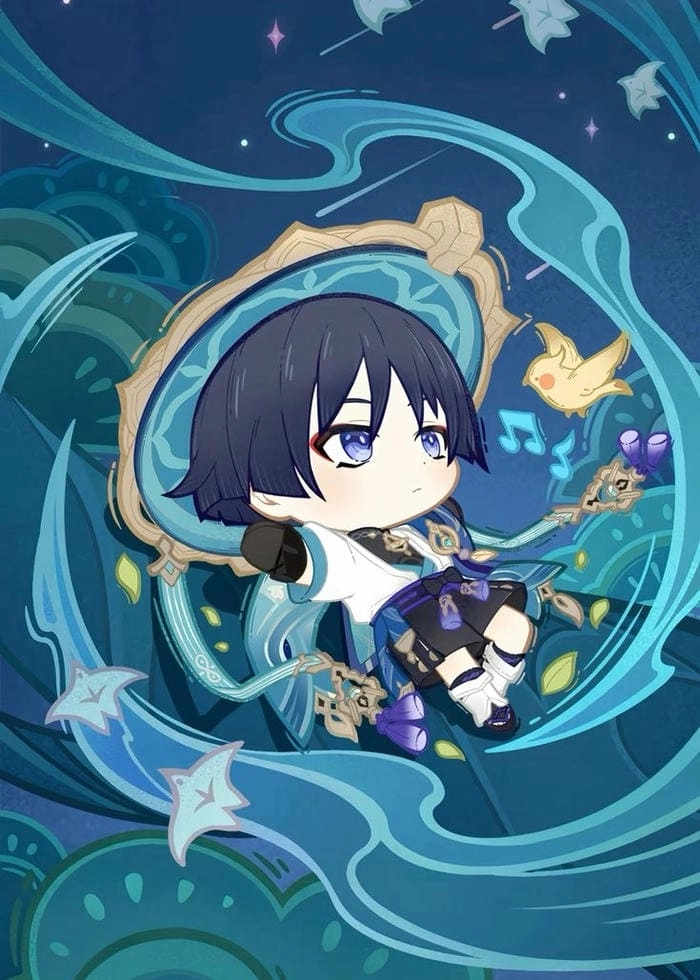 Wanderer chibi art đẹp xuất sắc làm hình nền tuyệt vời