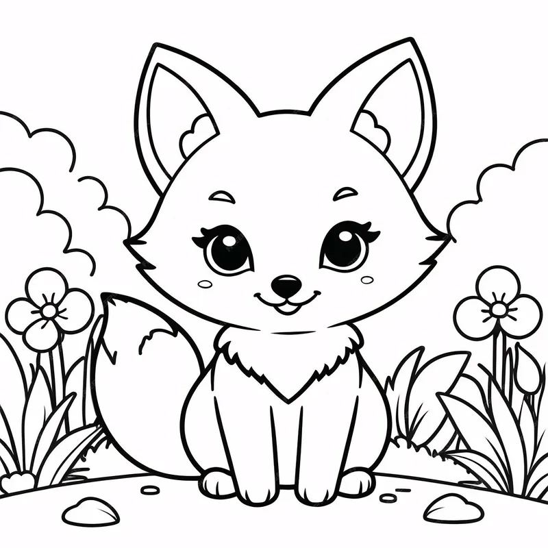 Mẫu tô màu con cáo đơn giản cho bé