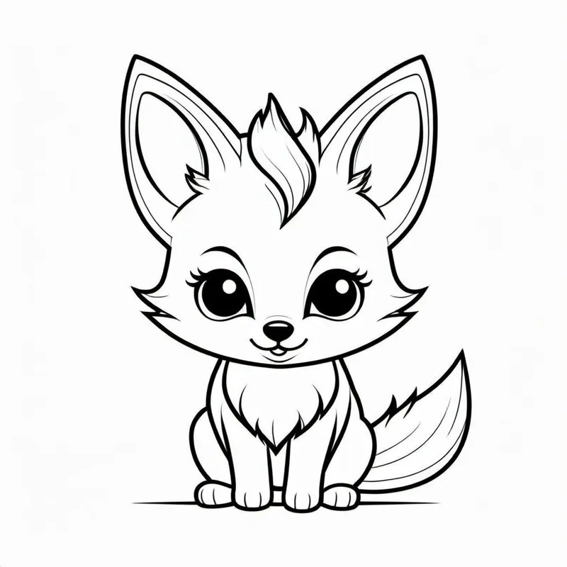 Mẫu tô màu hồ ly 9 đuôi chibi