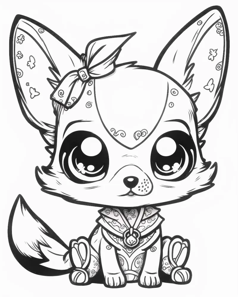 Tranh tô màu cáo và thỏ chibi