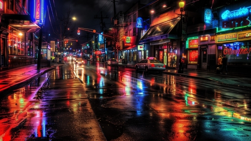 Kho hình phố đêm lãng mạn