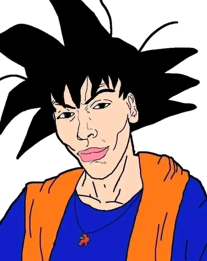 Meme Goku với biểu cảm tự mãn