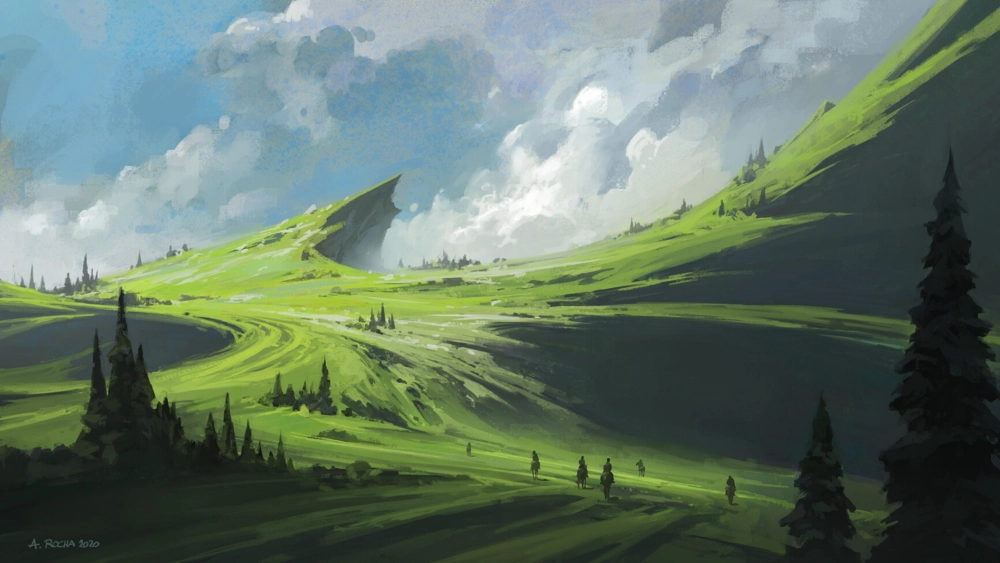 Bầu trời rực rỡ trong tranh phong cảnh hoàng hôn đẹp