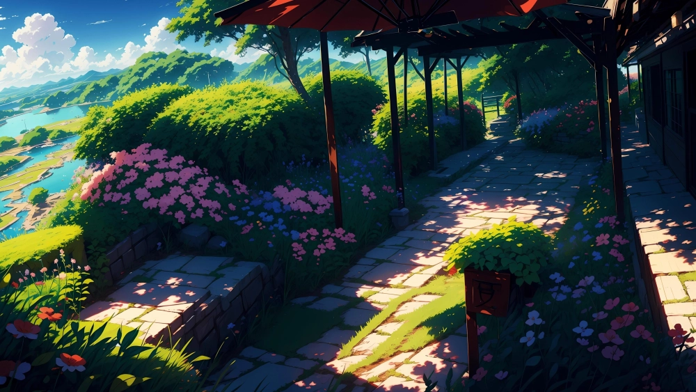 Thế giới mộng mơ trong tranh phong cảnh đẹp anime