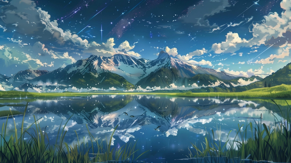 Bức tranh phong cảnh đồng quê đẹp với cánh đồng lúa chín vàng