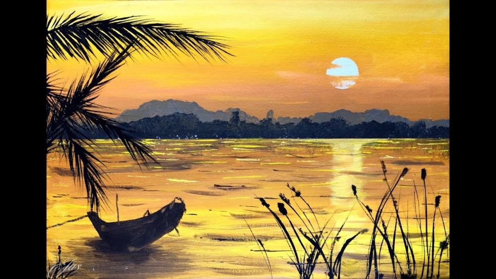 Gợi nhớ kỷ niệm với tranh phong cảnh quê hương đơn giản