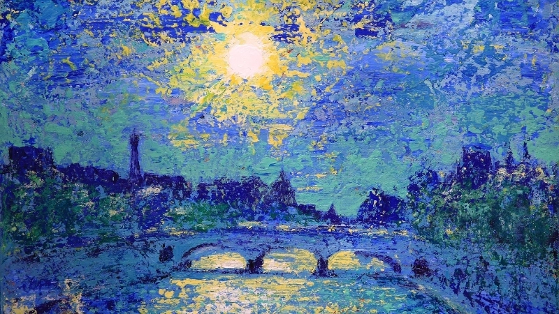 Hướng dẫn vẽ tranh phong cảnh hoàng hôn trên biển