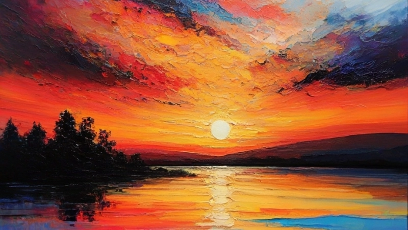Cách vẽ tranh cảnh hoàng hôn đơn giản
